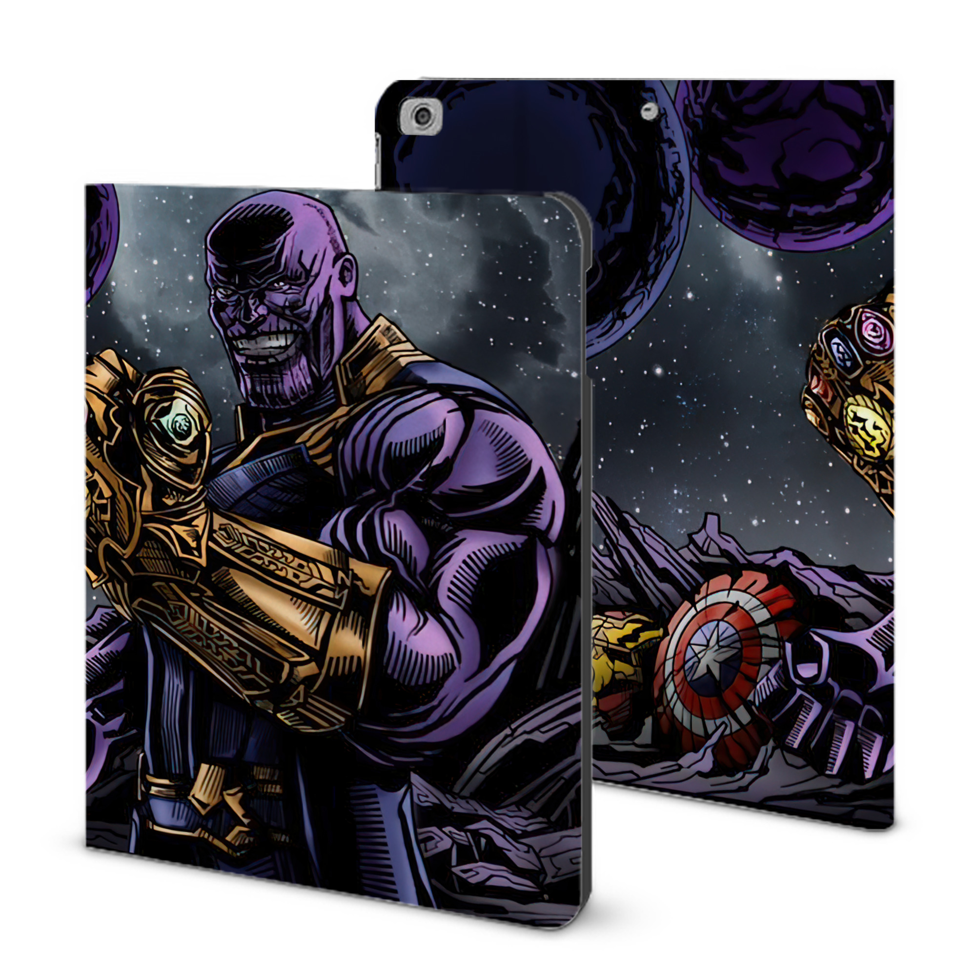 （画像用） アベンジャーズ The Avengers IPad ケース ブック型 PUレザー TPU 耐衝撃 軽量 薄型 ペン収納なし 全面保護 IPad 各モデル対応